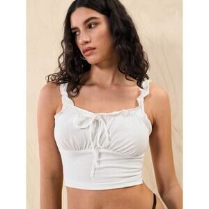 White milkmaid cami crop top ruched sweetheart bust Extra small Cottagecore tank